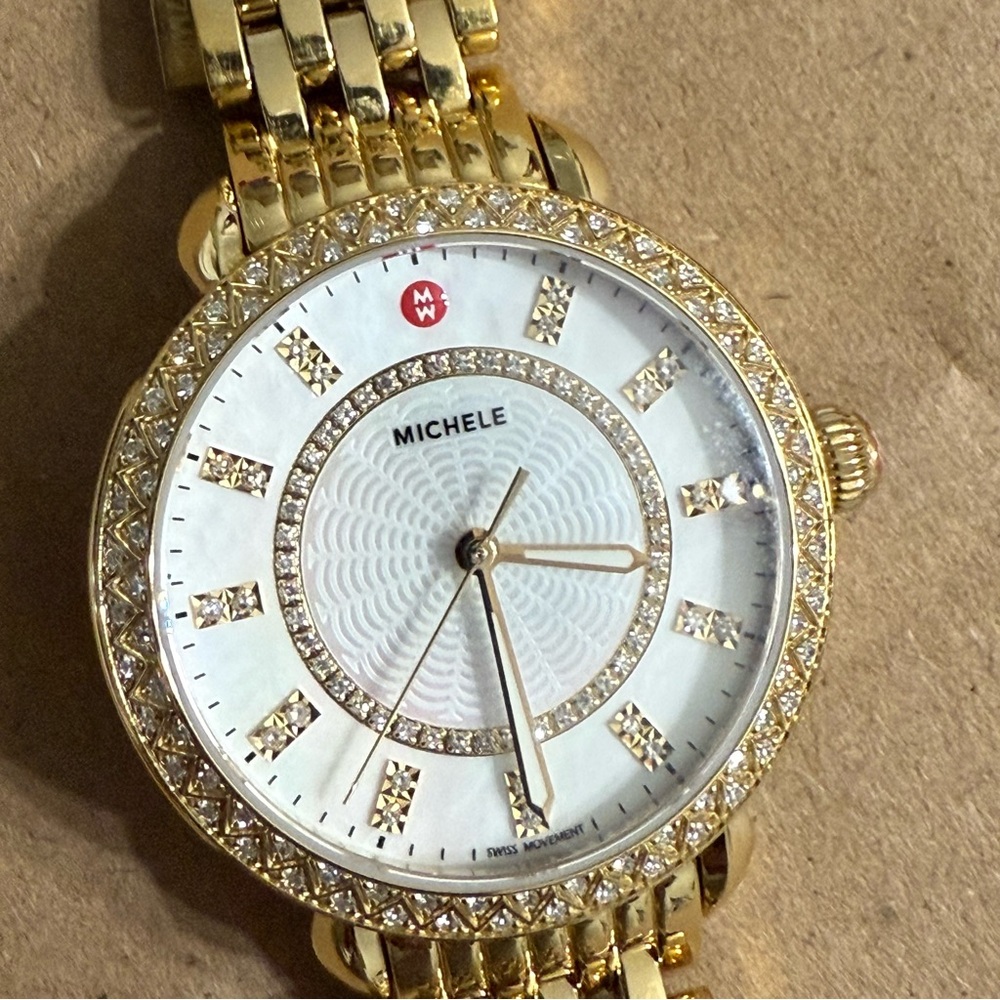 Michele Gold-Tone Bracelet Watch